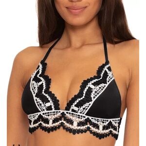 Becca Women's Delilah Halter Crochet-Trim Bikini Top